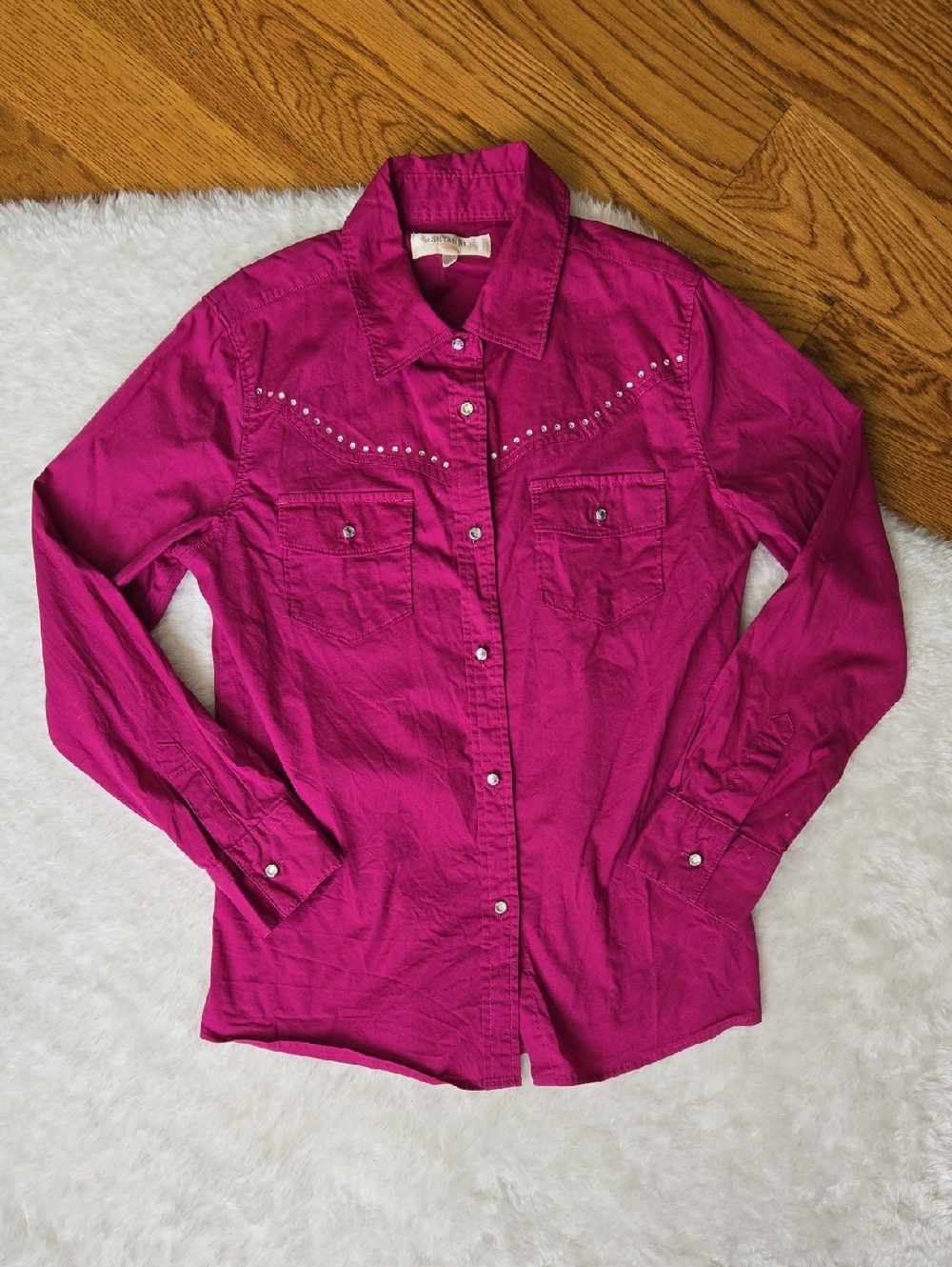 Shyanne Purple Western Button Down Shirt, Girls Large